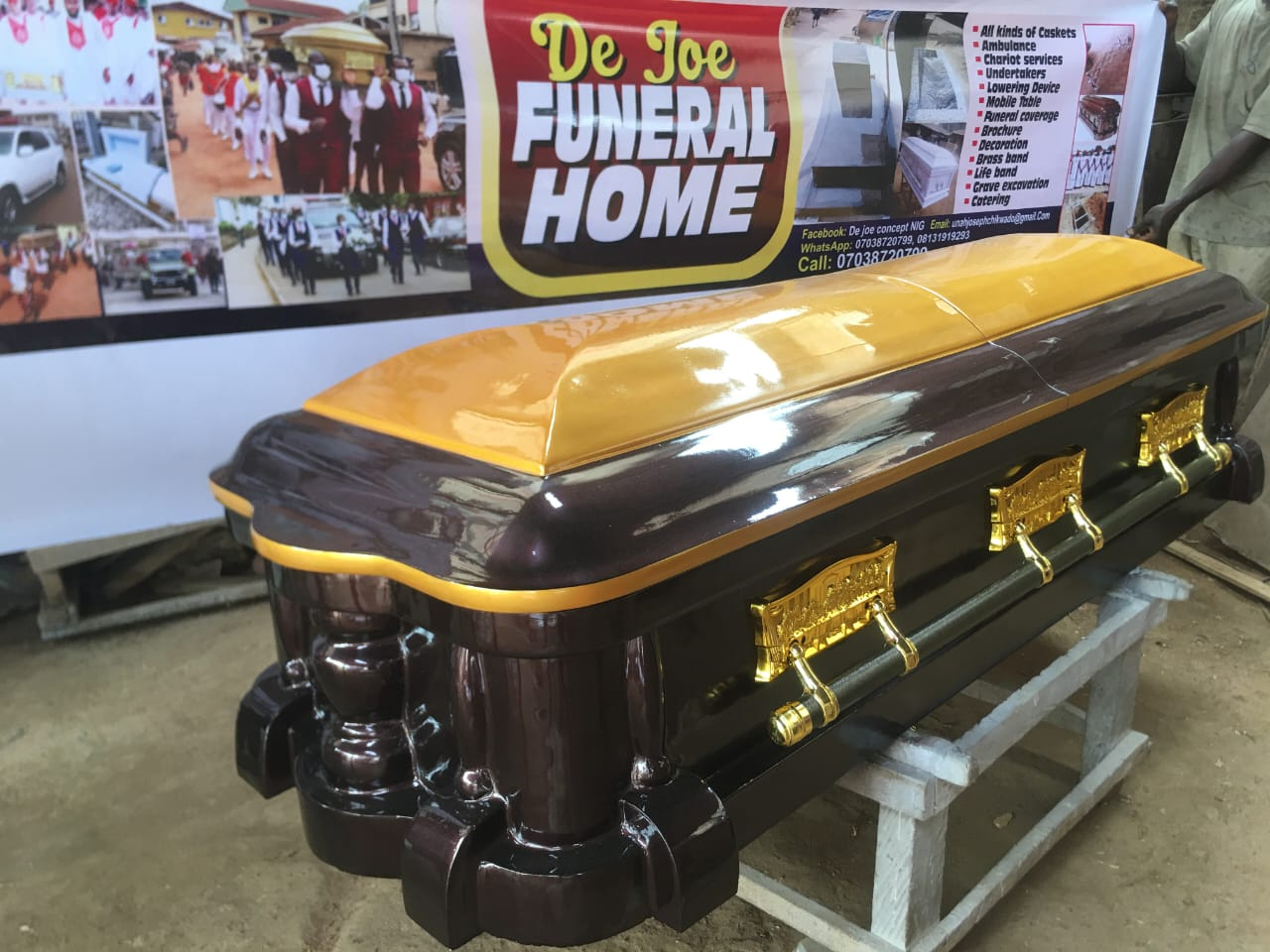 Brown & Gold Dome Casket
