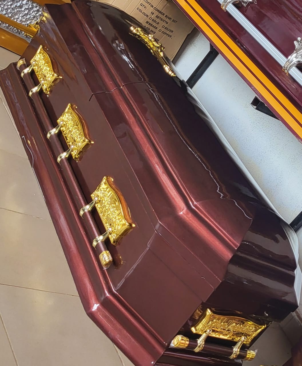 Maroon Gold Casket